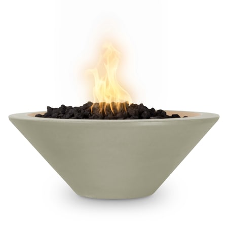 The Outdoor Plus 24 Round Cazo Fire Bowl - GFRC Concrete - Ash - Match Lit with Flame Sense - Liquid Propane OPT-24RFOFSML-ASH-LP